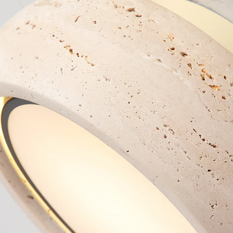 Afralia™ Round LED Ceiling Lamp Yellow Travertine Indoor Flush Mount Light
