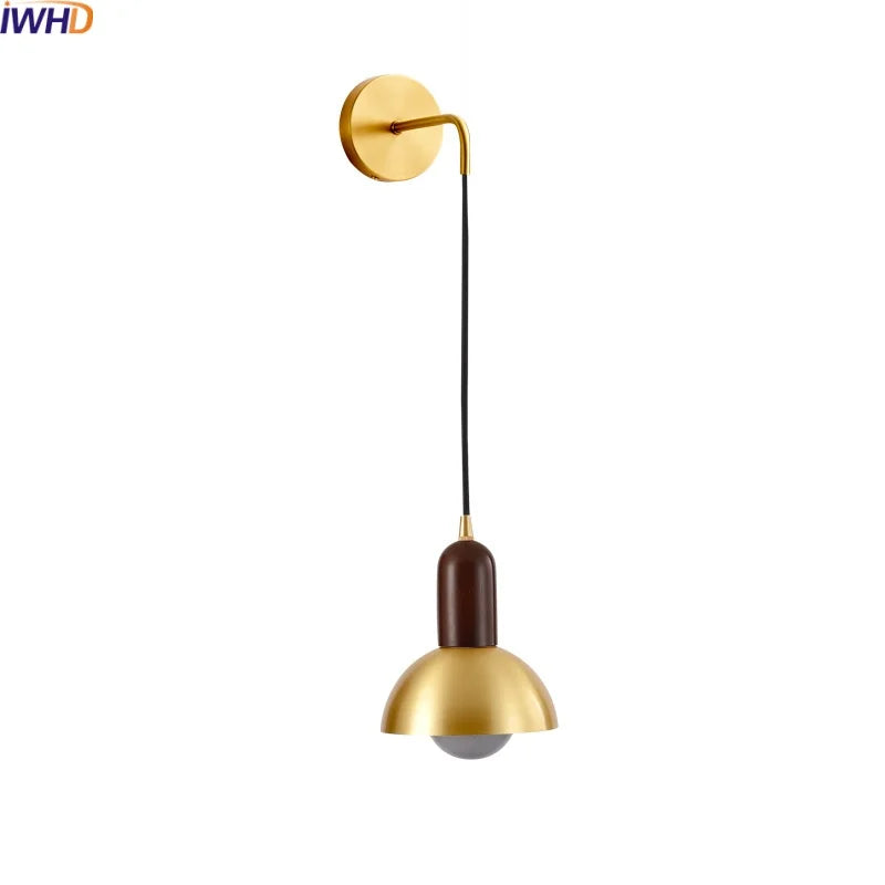 Afralia™ Modern Wood Copper LED Wall Sconce for Living Room Corridor Bar Bathroom