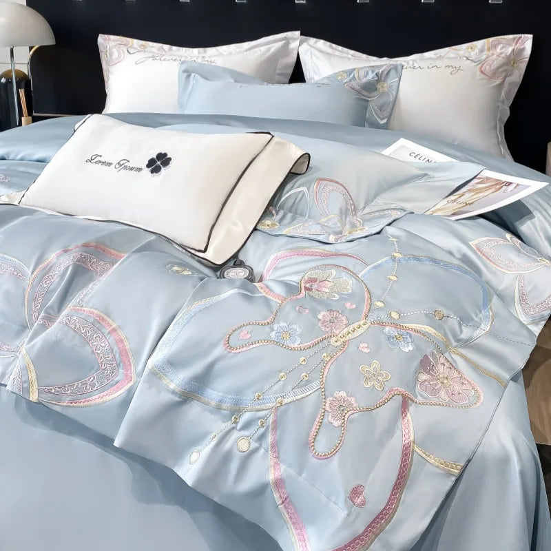 Afralia™ Chic Embroidered Cotton Bedding Set for Luxurious Home Décor