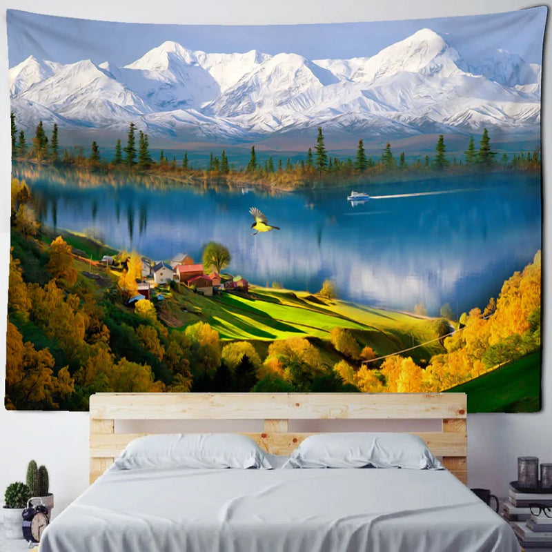 Fog Forest Sunlight Tapestry: Afralia™ Natural Scenery Aesthetic Wall Hanging