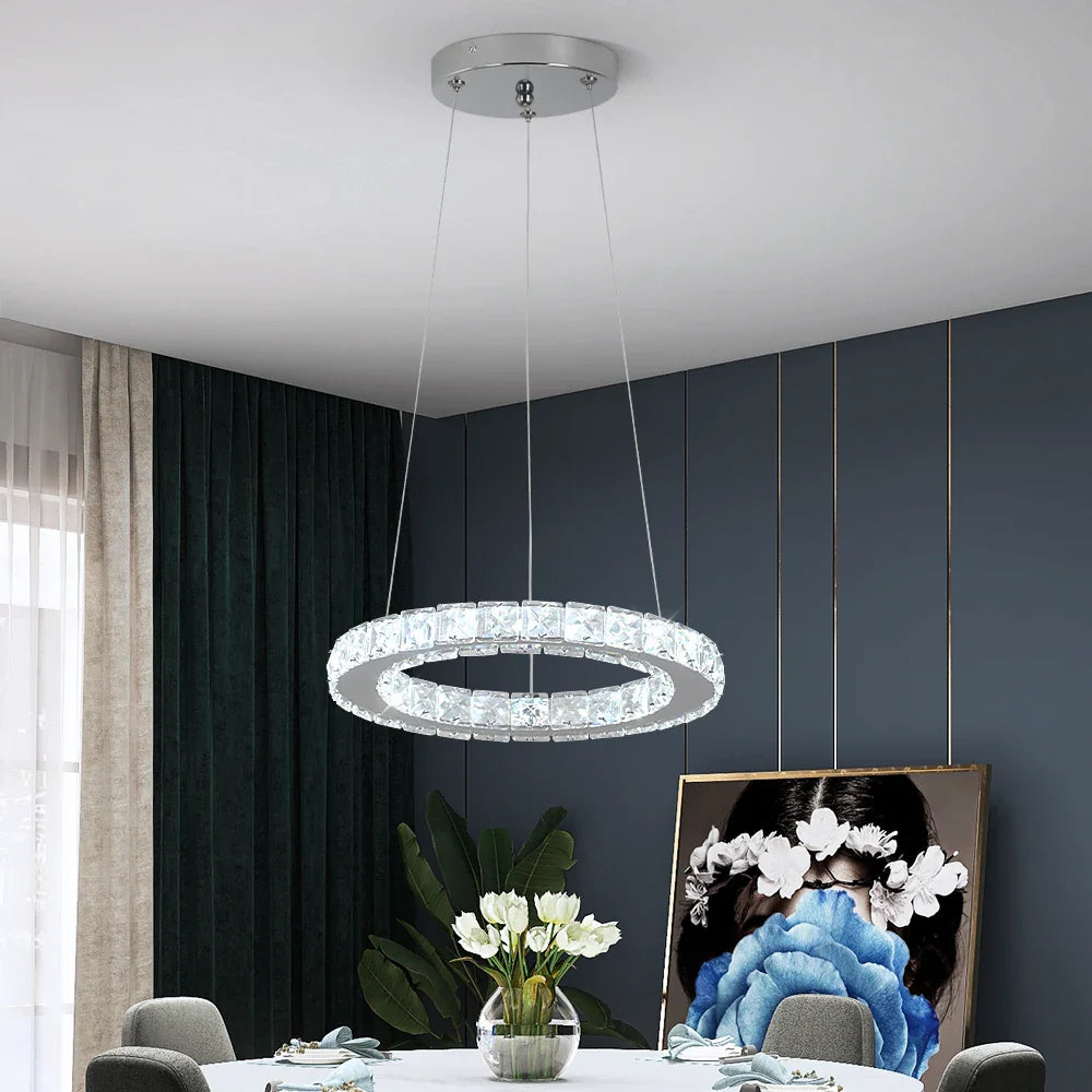 Afralia™ Crystal LED Chandelier: Modern Pendant Light for Luxury Home Decor and Living Room