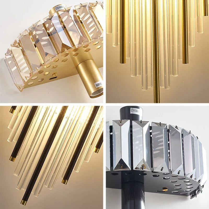Afralia™ Crystal Strip LED Wall Lamp for Living Room, Bedroom, Study, Balcony Lighting