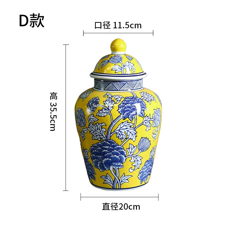 Afralia™ Chinese Blue White Porcelain General's Jar Flower Vase Home Decoration