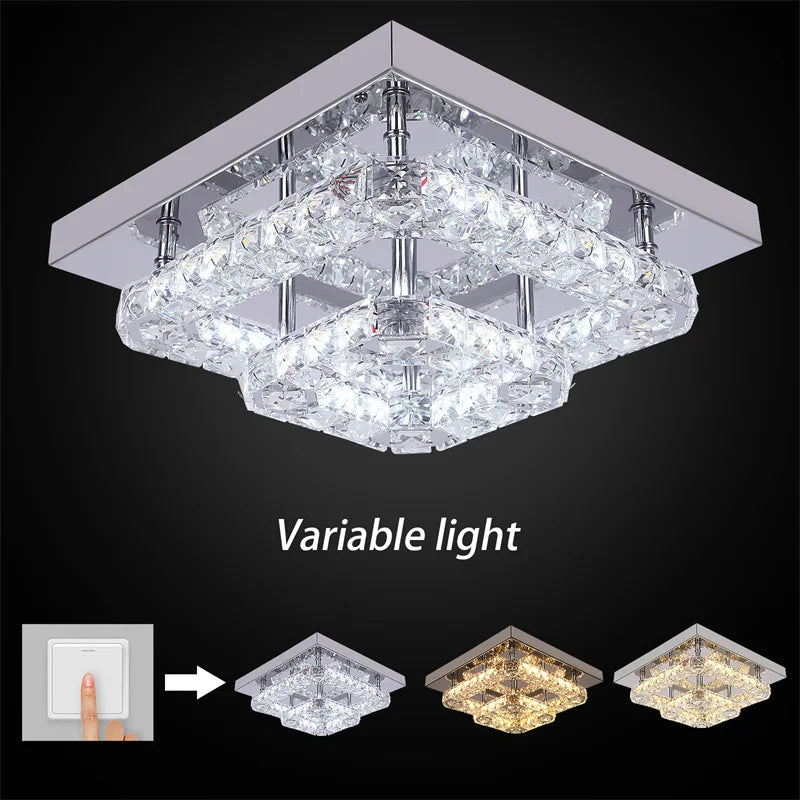 Afralia™ Crystal LED Ceiling Chandelier: Elegant 3-Side Nordic Indoor Light for Living Room