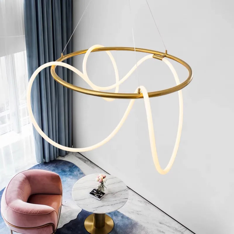 Afralia™ Modern Designer Chandelier for Living Room, Dining Table, Bar - Lines Lighting