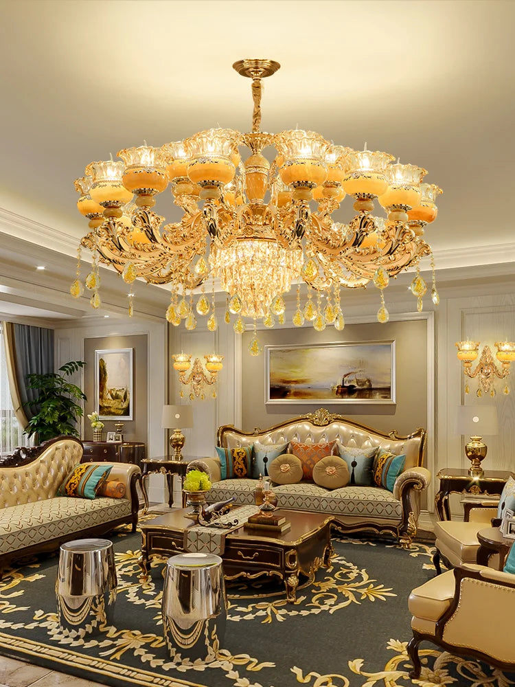 Afralia™ Luxury Jade Crystal Chandelier for Elegant Living Spaces