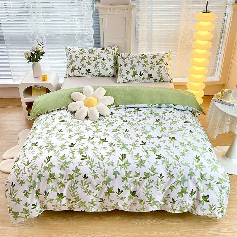 Afralia™ Brushed Printed Duvet Cover Set with 2 Pillowcases, Queen/Single Size