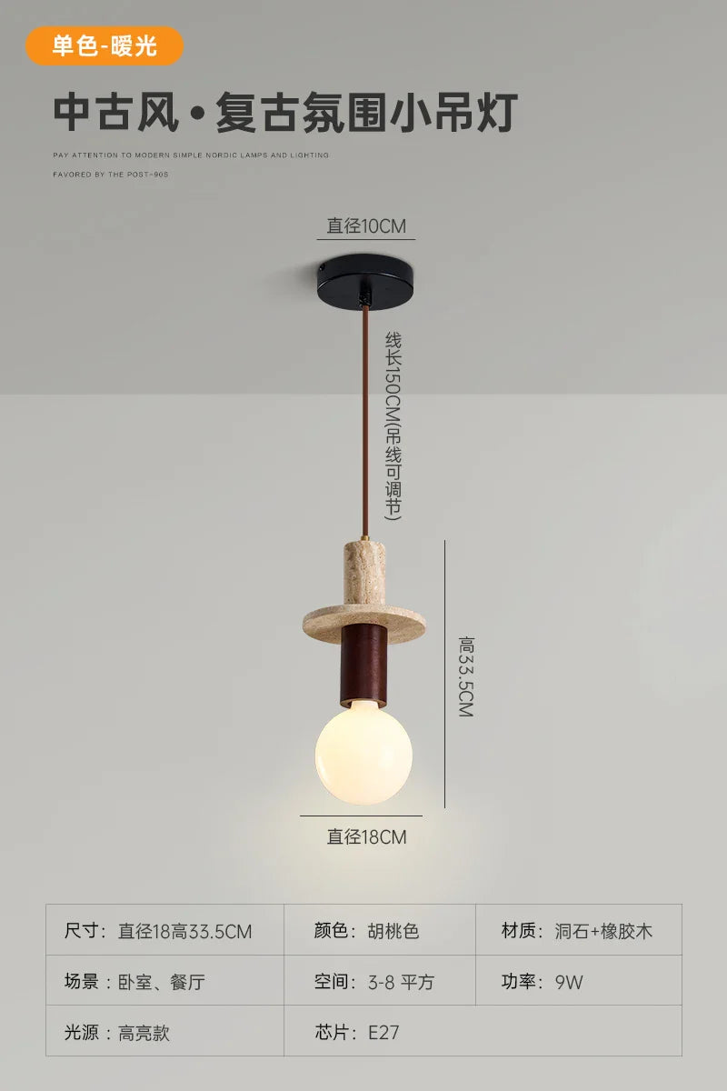 Afralia™ Yellow Wabi Sabi Wood Hanging Lamp Modern Designer Ceiling Pendant Light