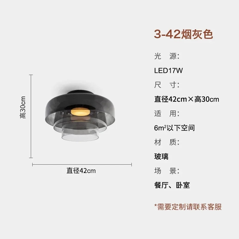 Afralia™ Glass LED Ceiling Light in Amber/Gray/Green - Modern Indoor Lighting for Various Spaces