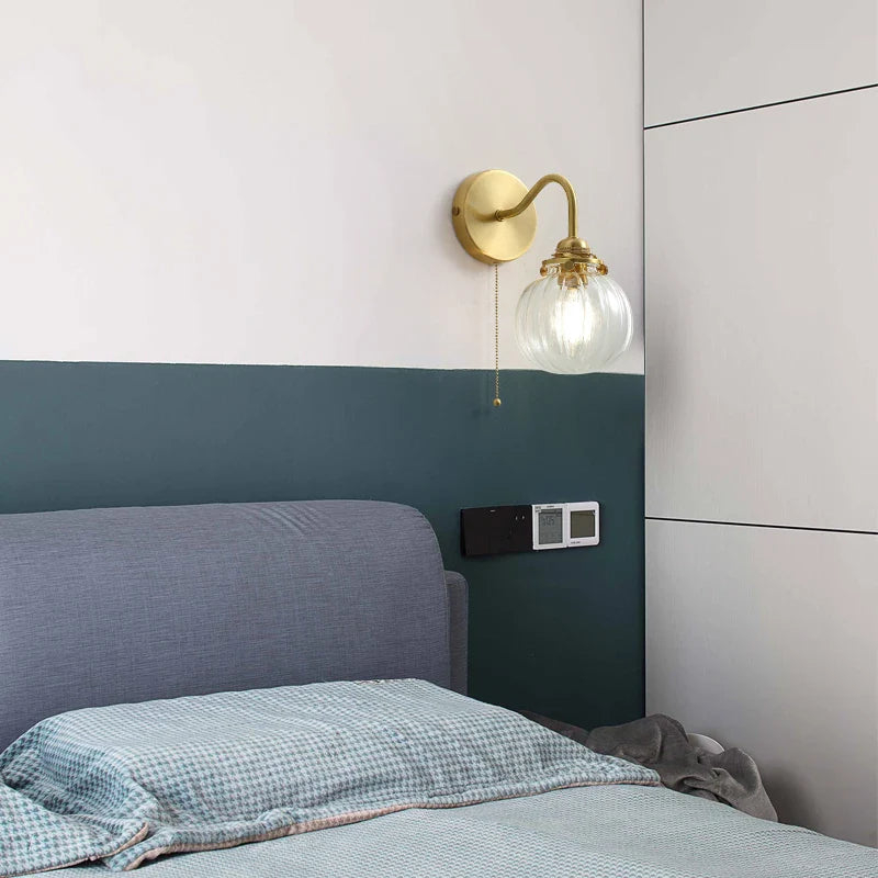 Afralia™ Copper Glass Ball Wall Sconce LED Light Fixture