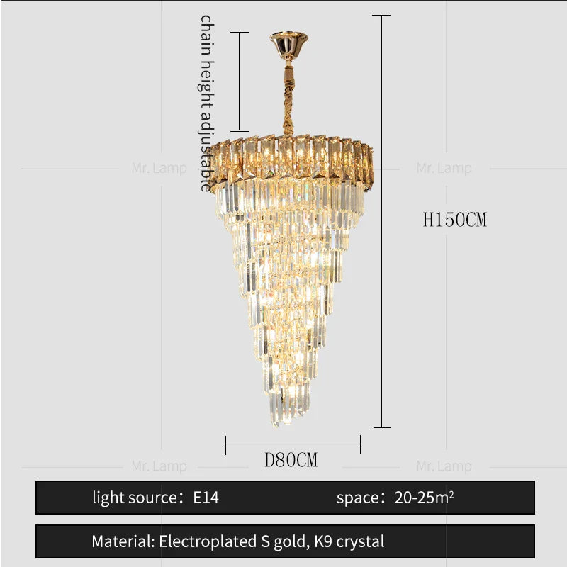 Afralia™ Amber Crystal Chandelier for Living Room in French Light Luxury Style