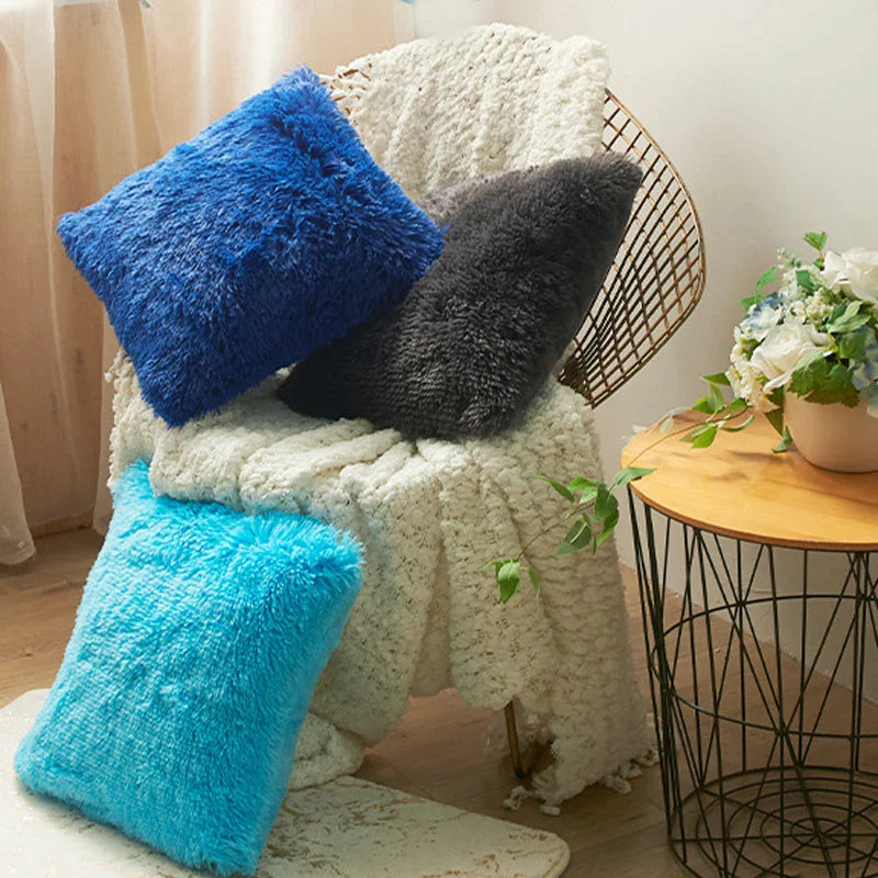 Afralia™ Soft Fur Throw Pillowcase 43x43cm - Soild Color Square Cushion Cover