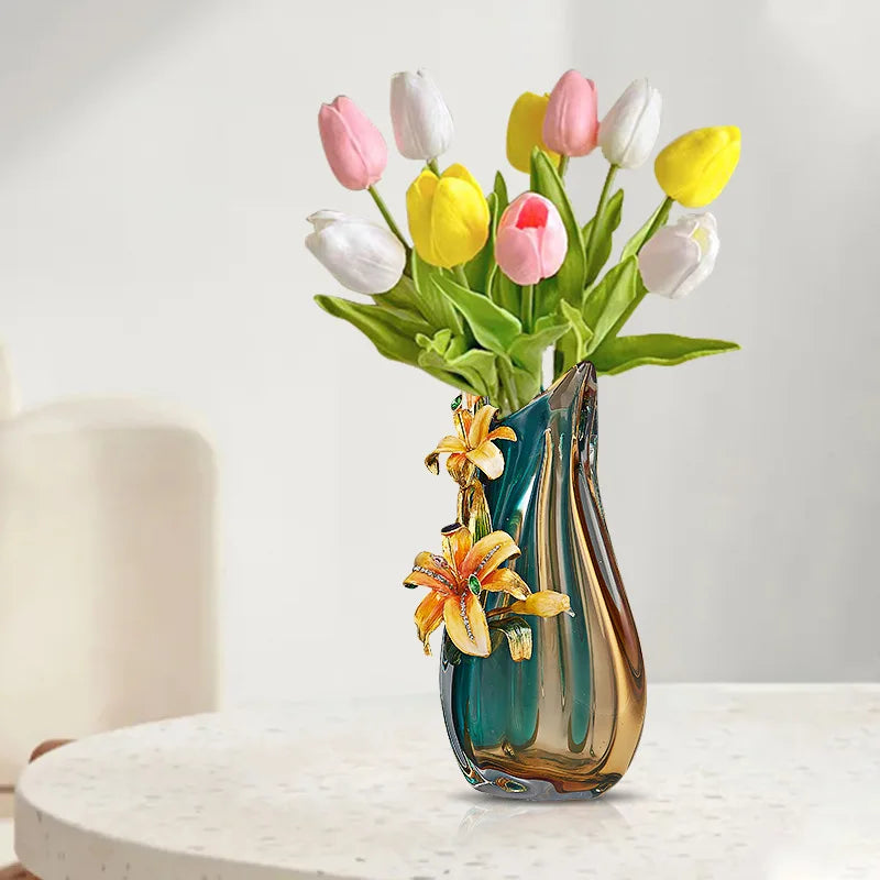 Afralia™ Handmade Enamel Vase for Living Room TV Cabinet and Wine Cabinet Décor