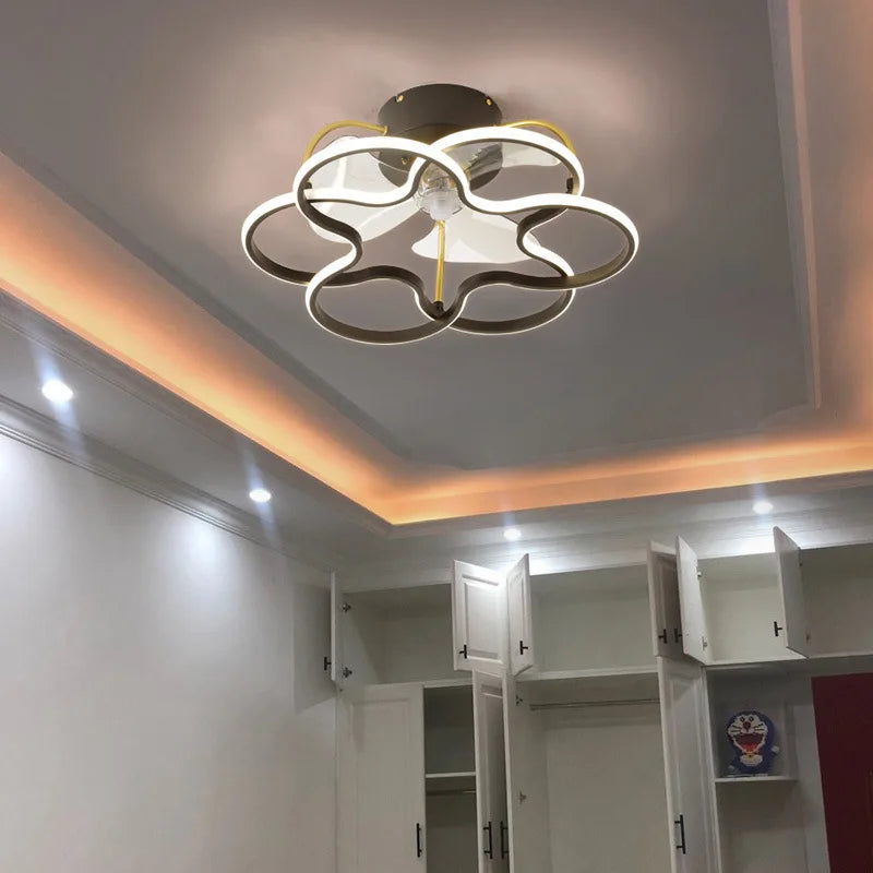 Afralia™ LED Ceiling Fan Lamp with Remote Control, Silent Operation for Dining Room and Bedroom