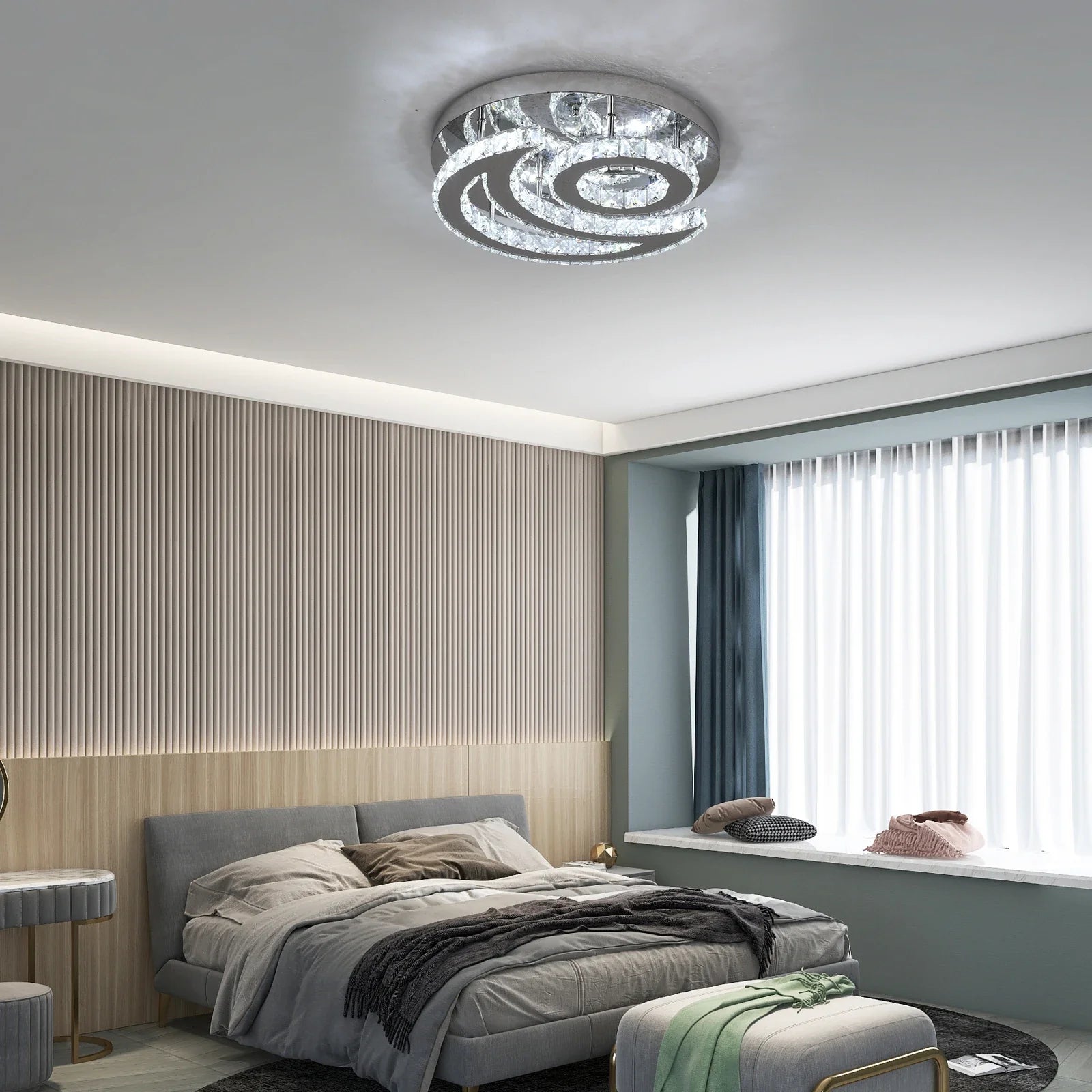 Afralia™ Crystal Chandelier for Home Hotel Decor, Modern LED Ceiling Light Fixture