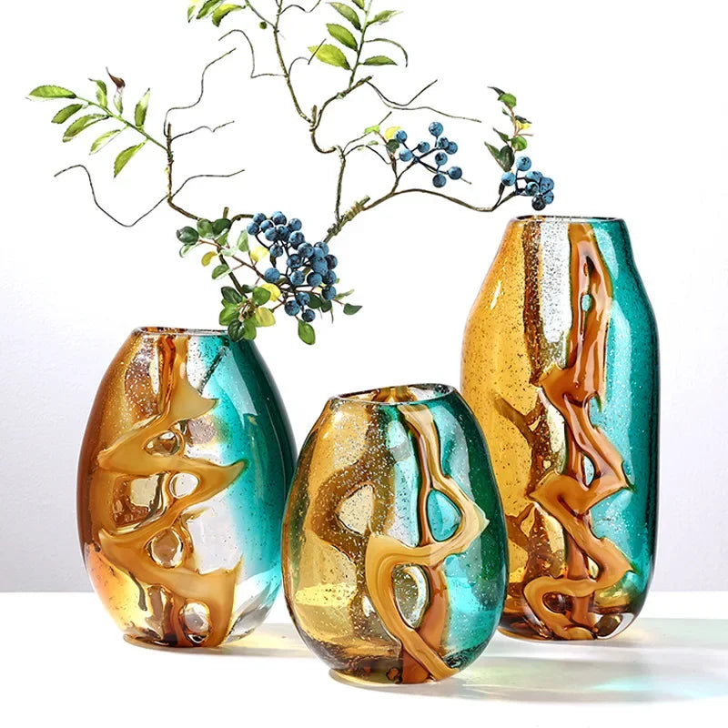 Afralia™ Abstract Ripple Glass Vase - Home Decor Hydroponic Flower Vase