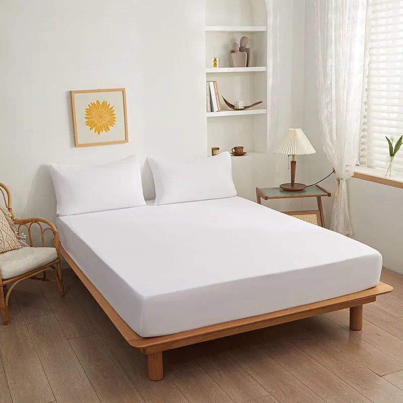 Afralia™ Cotton Fitted Sheet: Soft & Durable, Queen/King Size, Elastic Band, Skin-Friendly