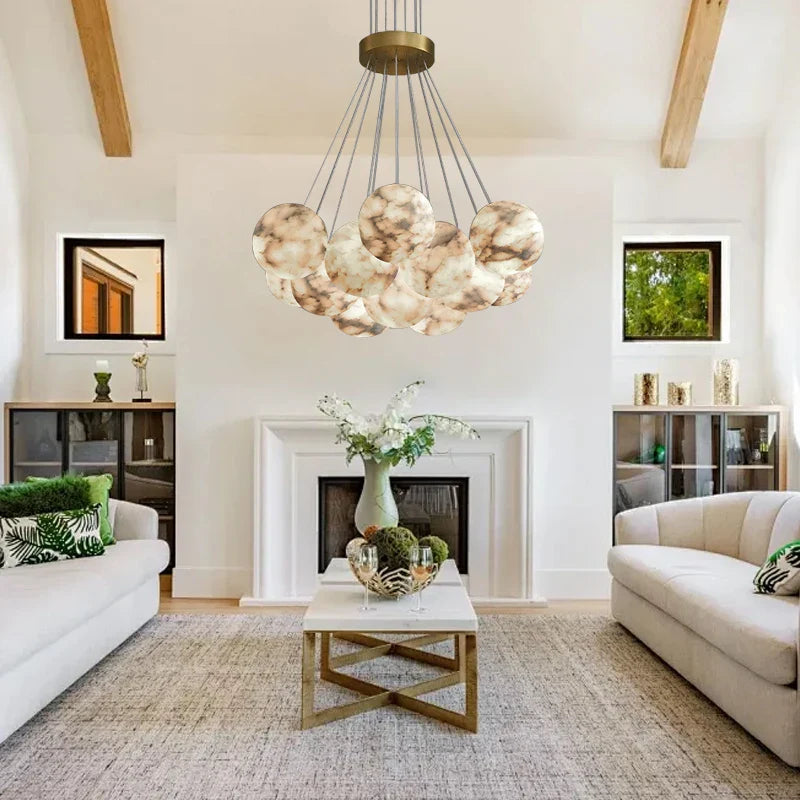 Afralia™ Black Spanish Lucite Globe Pendant Light for Modern Living Room Ceiling Décor