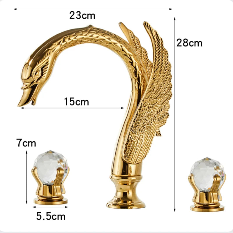 Afralia™ Swan Black Gold Bathroom Faucet Set