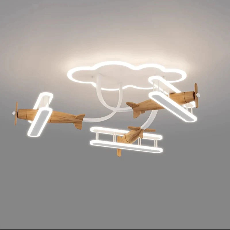 Afralia™ Wooden Plane Pendant Light for Children's Bedroom Ceiling Decor