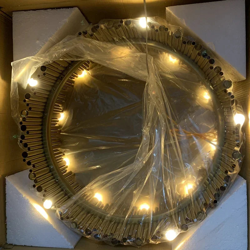 Afralia™ Gold Brubeck LED Chandelier Pendant Light - Stylish Aluminum Alloy Tube Suspension Luminaire