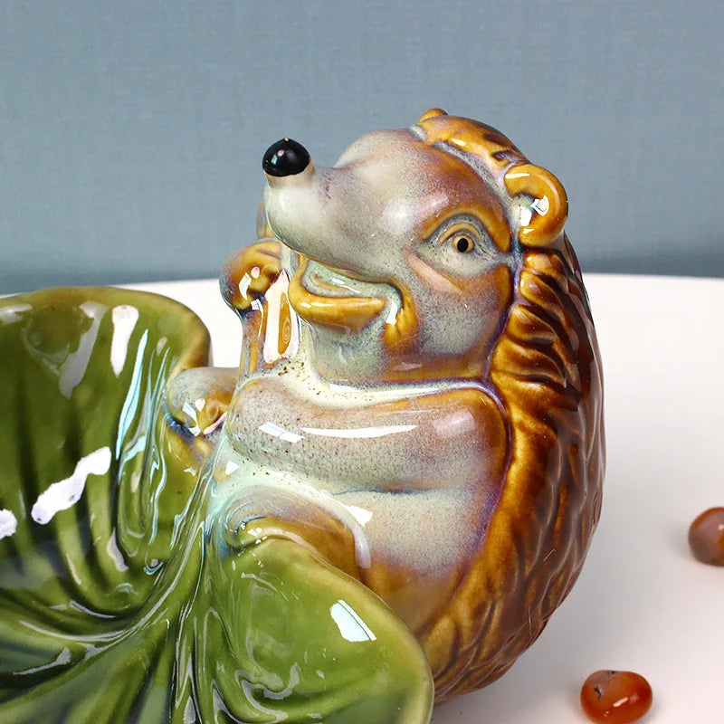 Afralia™ Hedgehog Ceramic Fruit Plate: Handcrafted Animal Jewelry Tray & Storage Container