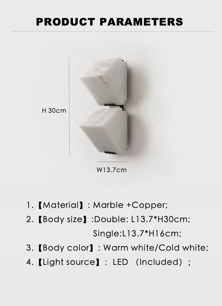 Afralia™ Marble Copper Wall Lamp: Modern Stone LED Sconce for Bedroom Living Room