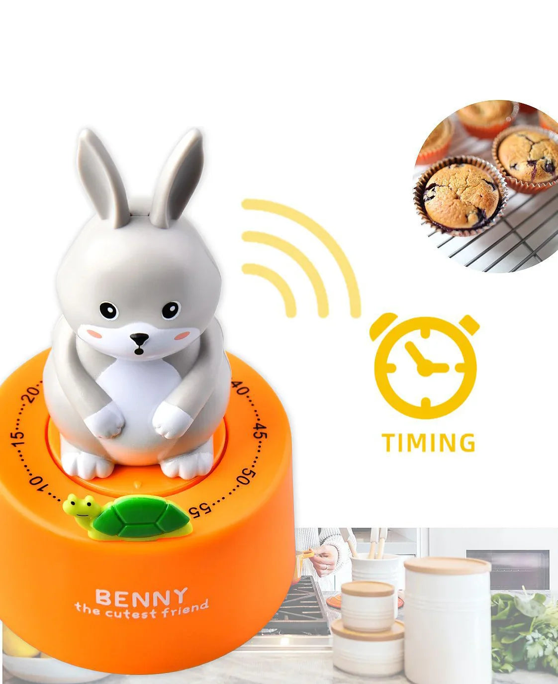 Afralia™ Rabbit Shape Mechanical Timer - Student Exam Timer