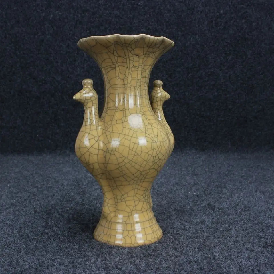 Afralia™ Song Ge Kiln Gold Red Glaze Peacock Vase