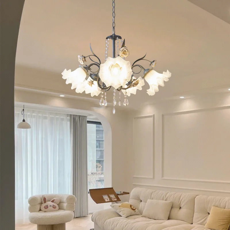 Afralia™ Modern Crystal Flower Chandelier for Elegant Home and Hospitality Decor