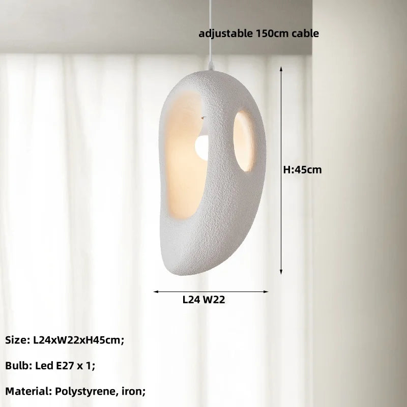 Afralia™ White Wabi Sabi E27 LED Pendant Chandelier for Home Decor & Bar, Nordic Design
