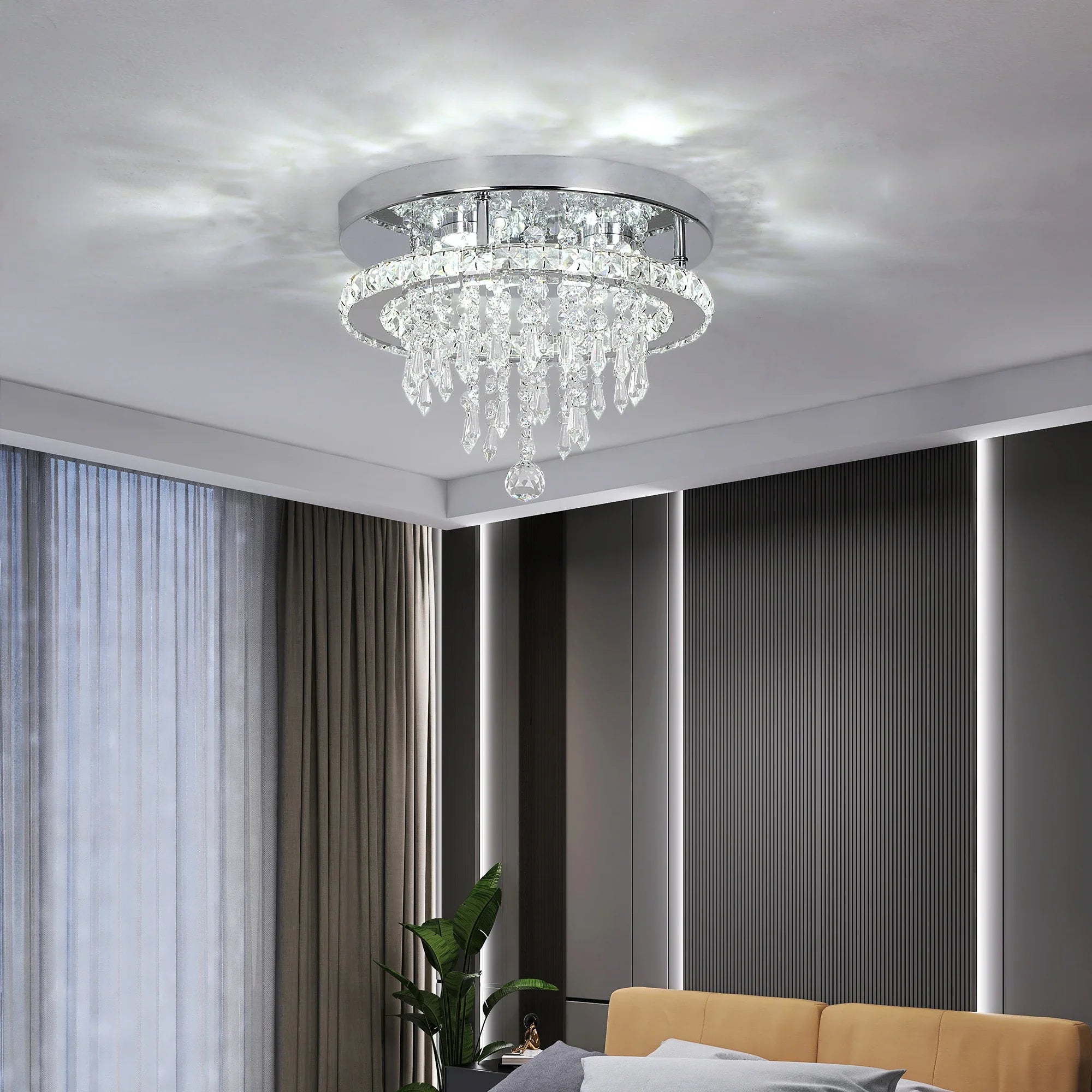 Afralia™ Crystal Ceiling Chandelier: Modern K9 LED Smart Ring Light Fixture for Dining & Living Room