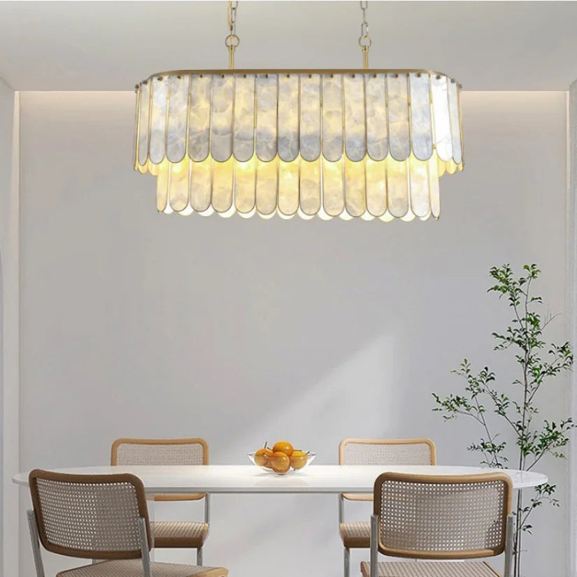 Afralia™ Shell Ceiling Chandelier Pendant Light - Dimmable LED Design