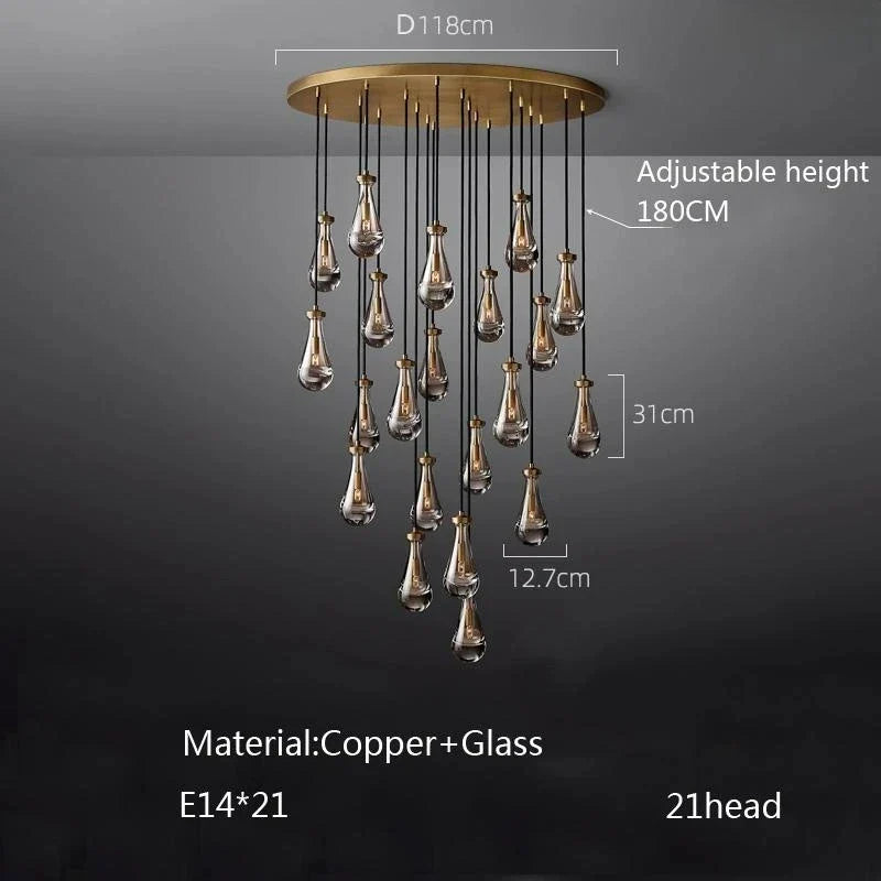 Afralia™ Waterdrop Glass Pendant Light: Modern LED, Lobby Accent for Home, Hotel, Staircase Decor
