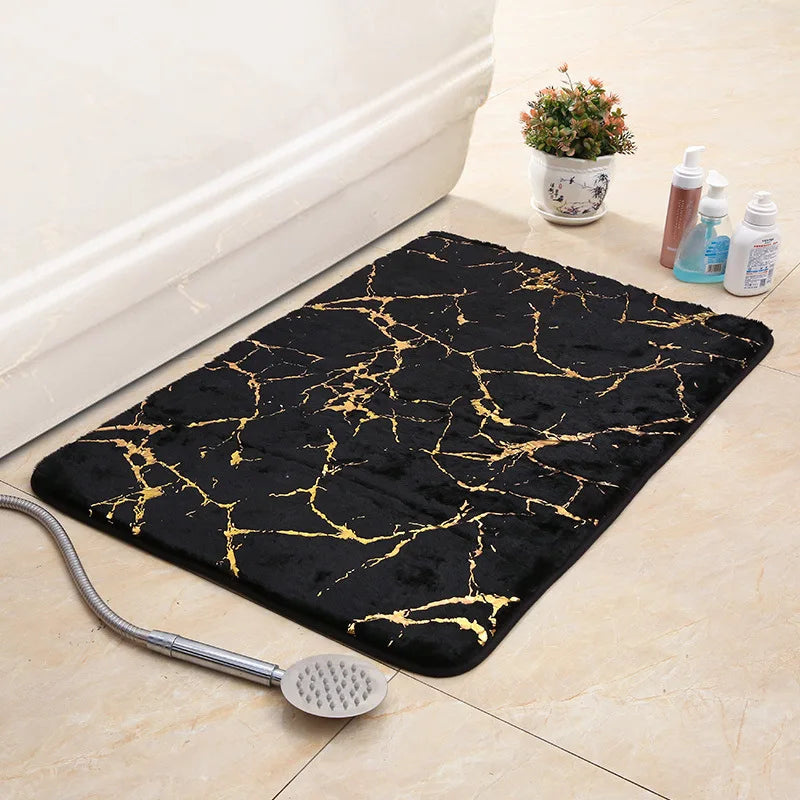 Afralia™ White Marble Bathroom Mat Ultra Soft Non-Slip Quick Dry Machine Washable