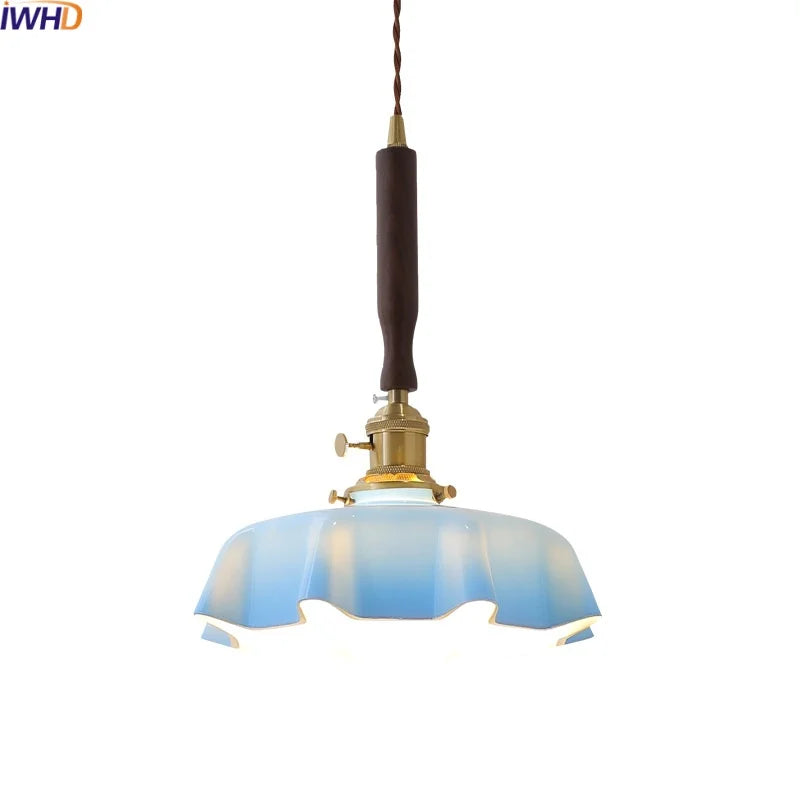 Afralia™ Blue Glass LED Pendant Lamp for Dining Living Room Bedroom