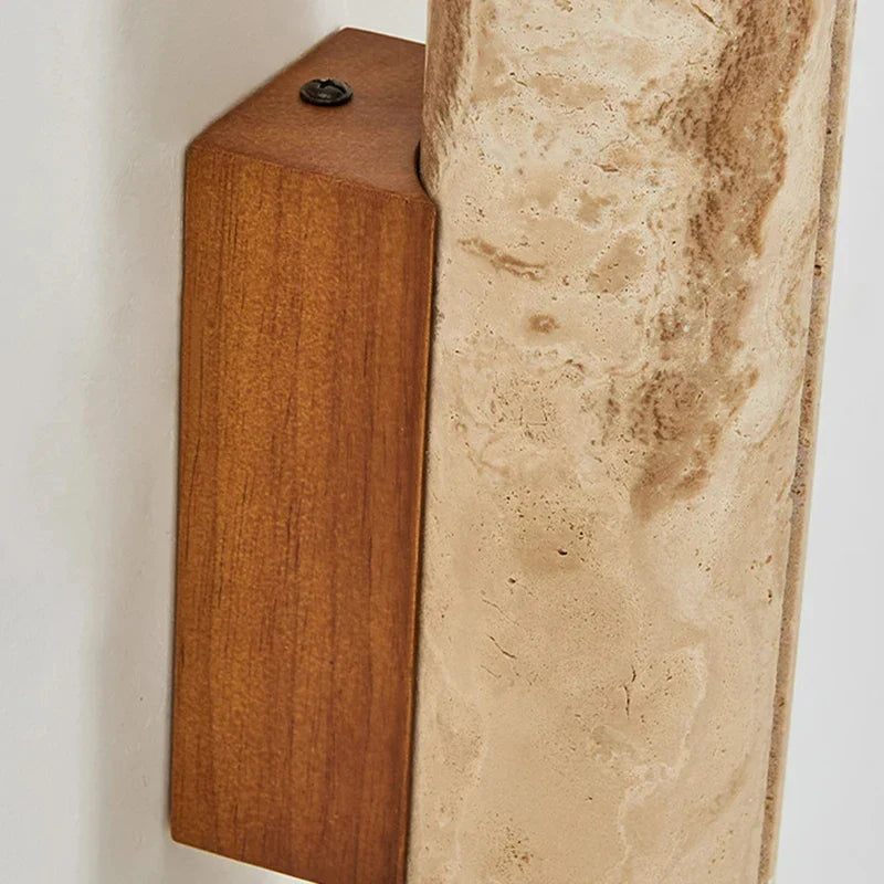 Art Deco Stone Wood Sconce Lamp | Afralia™ Bedroom Stairs Parlor Lighting