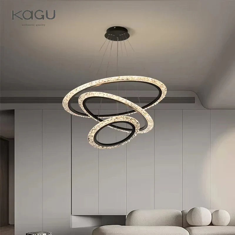 Afralia™ Modern Luxury Gold Ring LED Pendant Chandelier for Living Room & Bedroom