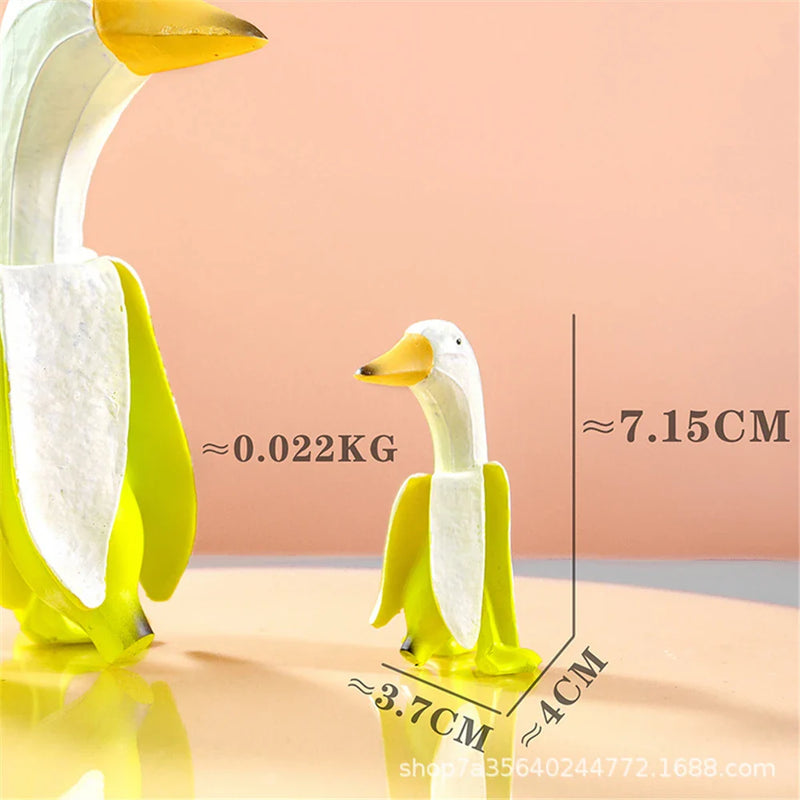 Afralia™ Resin Chicken/Duck Banana Statues & Peeled Bananas Decor Ornaments Home Garden Figurines