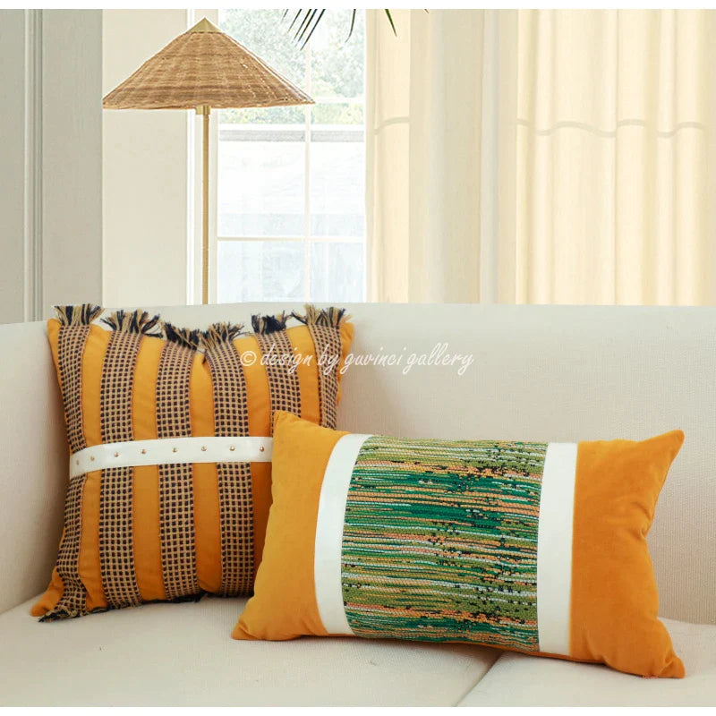 Afralia™ Modern Retro Burnt Sienna Throw Pillow Cover French Fashion Texture