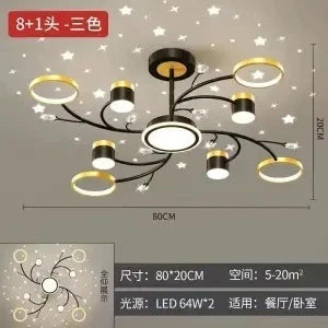Afralia™ Nordic Starry Sky Dimmable LED Ceiling Chandelier for Home Decor Lighting