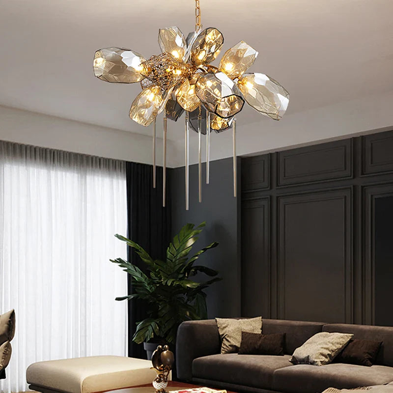 Afralia™ Glass Ceiling Chandeliers for Staircase - Post-modern Designer Home Decor Light