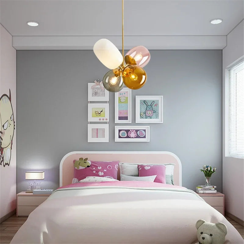 Afralia™ Nordic Balloon Glass Chandelier for Children's Room, Bedroom, Dining Room, Modern Lighting