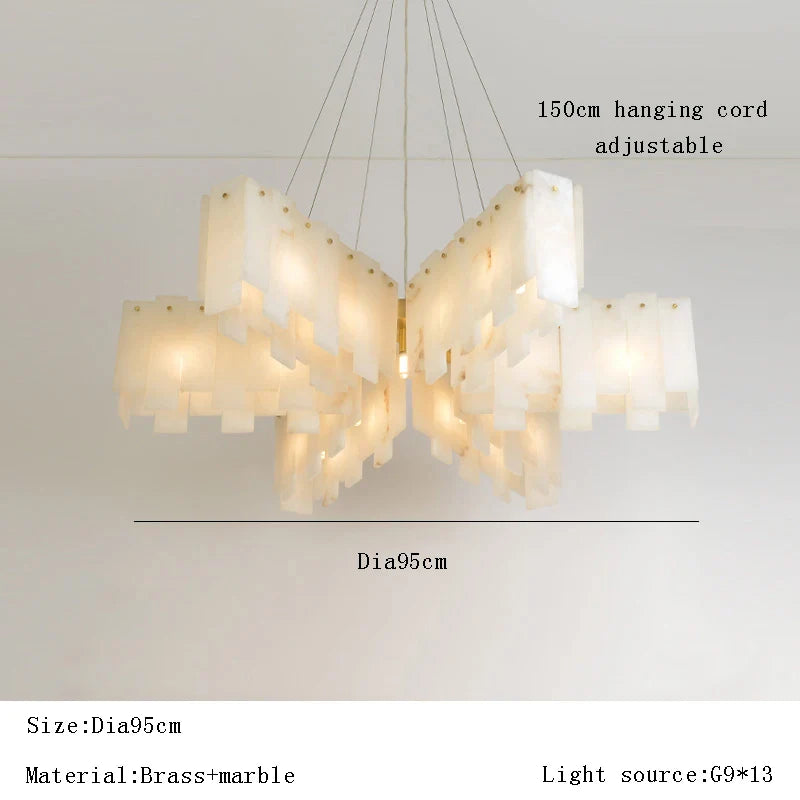 Afralia™ Marble Pendant Chandelier: Spanish Natural Marble Ceiling Lighting for Living Room