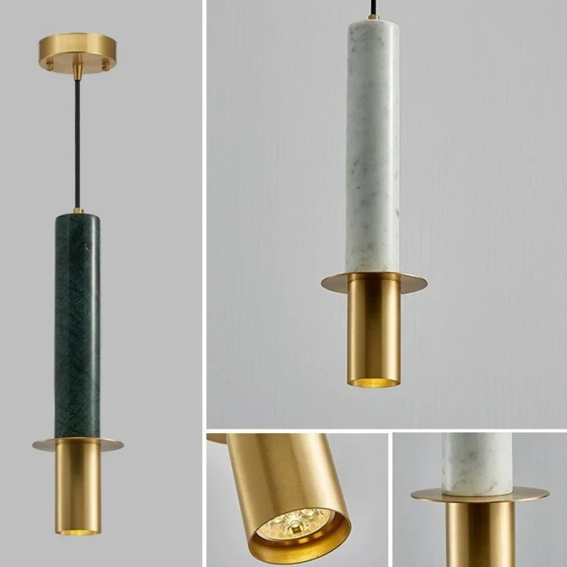 Afralia™ Copper Marble LED Pendant Light Modern Design for Dining Living Room Corridor