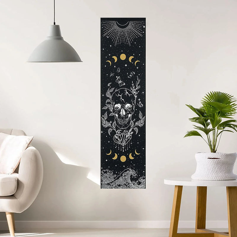 Afralia™ Skull Moon Butterfly Star Tapestry Wall Hanging for Hippie Witchcraft Room Decor