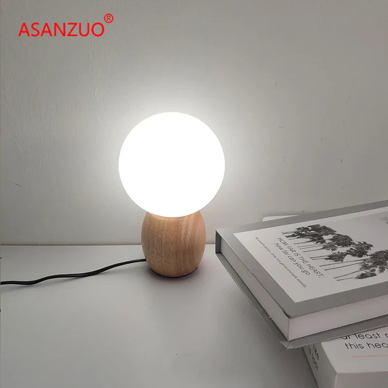 Afralia™ Milk White Glass Ball Table Lamp