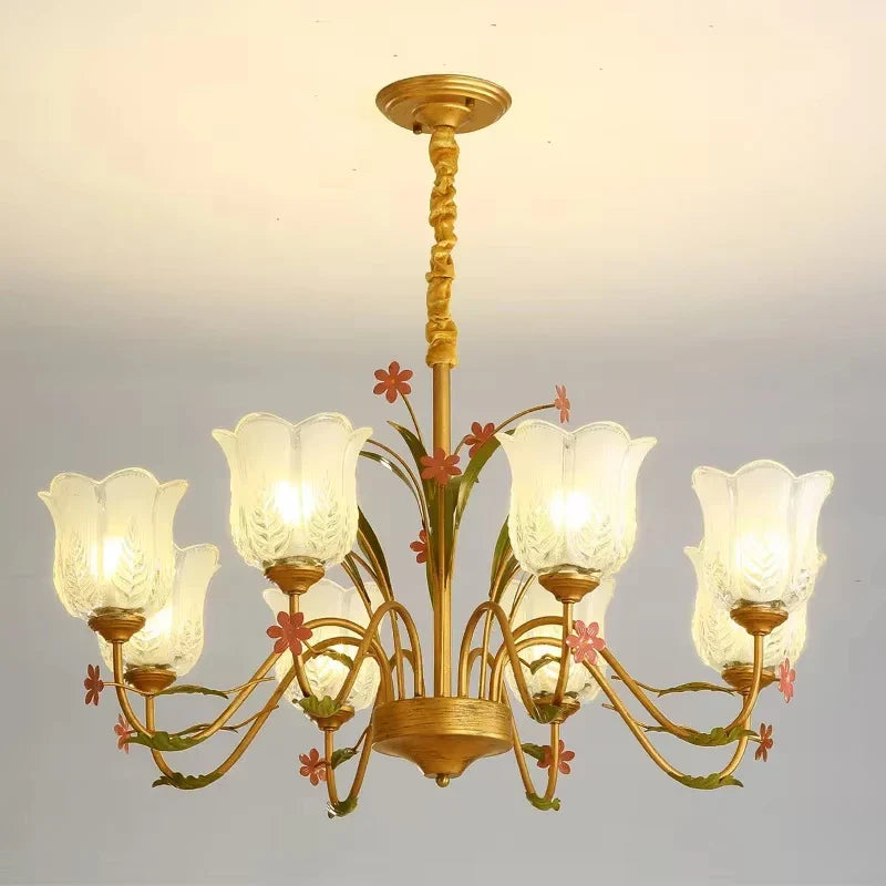 Afralia™ French Romance Flower Chandelier LED Hanging Light for Home Decor