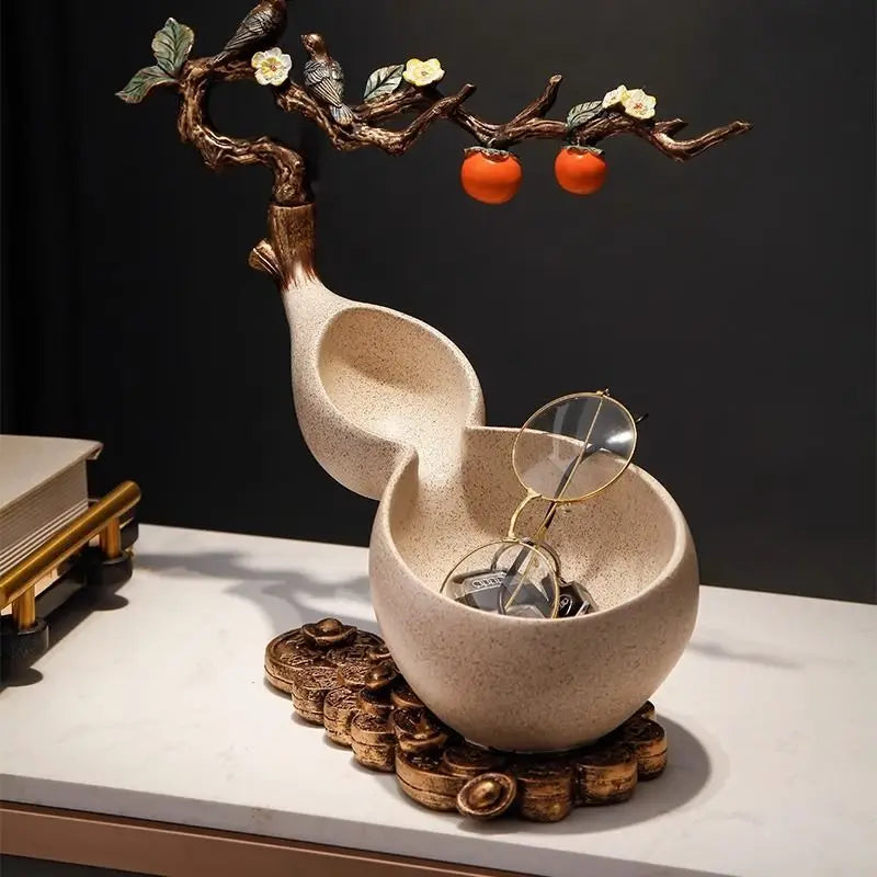 Afralia™ Chinese Gourd Key & Desktop Storage Decoration for Wealth Attraction