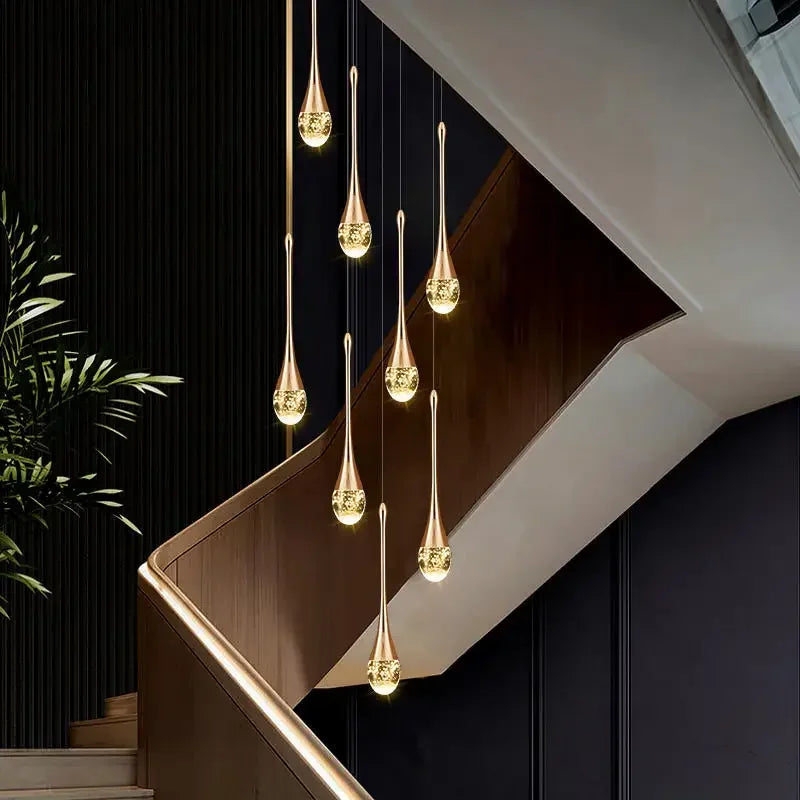 Afralia™ Gold Droplet Bubble LED Pendant for Minimalist Decor Lighting